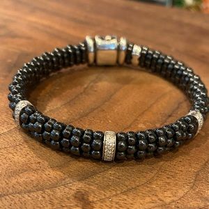 Lagos Black Caviar 3 diamond station bracelet